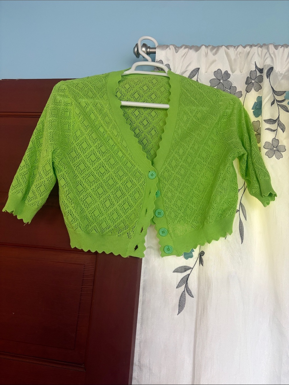 Amazon Bright Lime Green Cropped Knit Cardigan